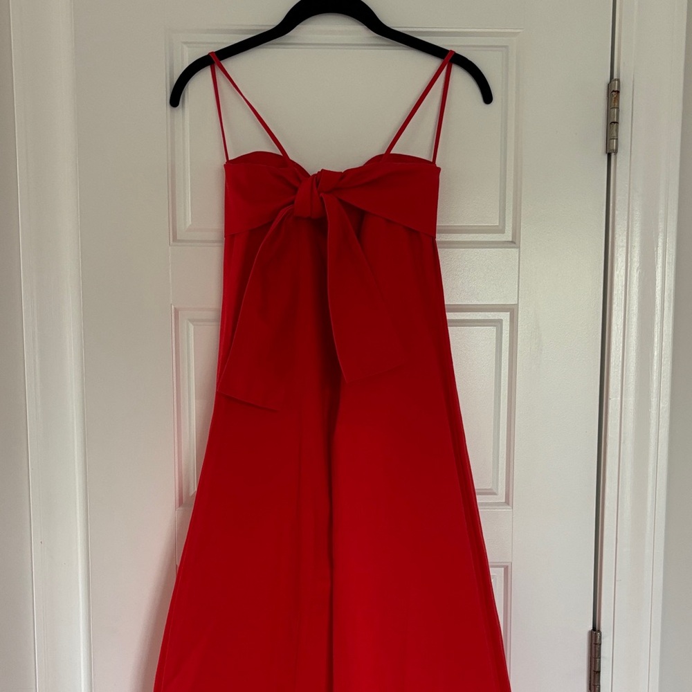 Red Midi Dress with Spaghetti Straps - Picture 3 of 4
